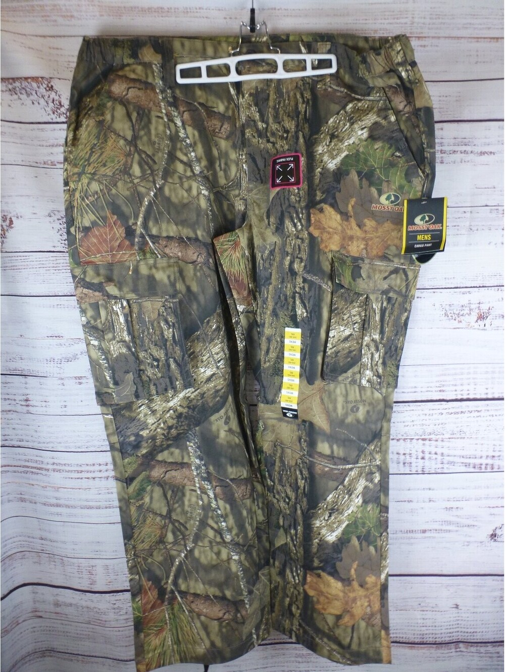 Mossy Oak Men's XXL Camo Cargo Pants Flex Fabric Drawstring Leg Hunting NWT -K5A